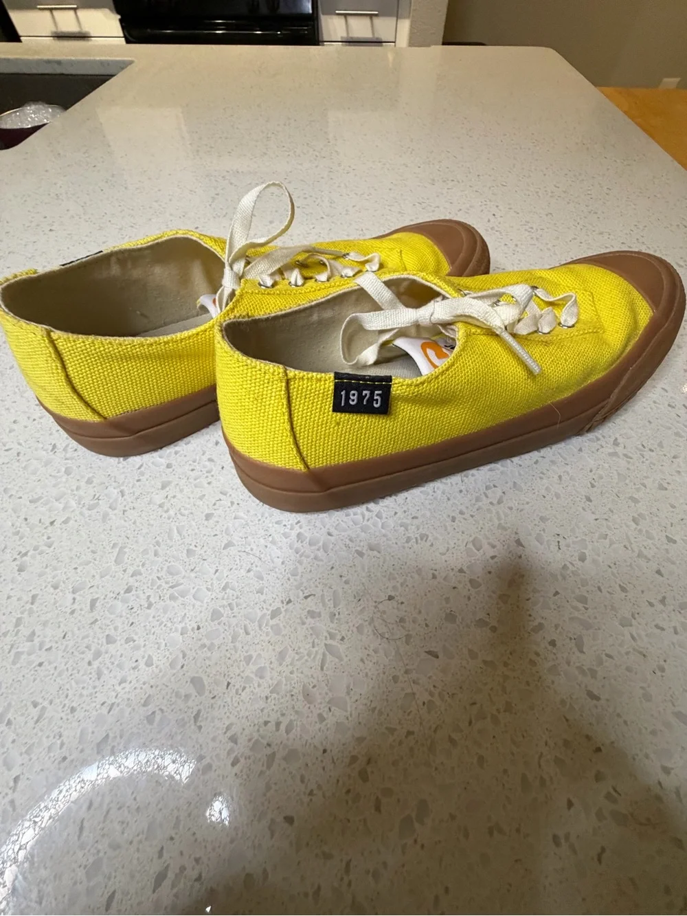 Camper Yellow Canvas Low-Top Sneakers with Brown Rubber Sole - Picture 3 of 4